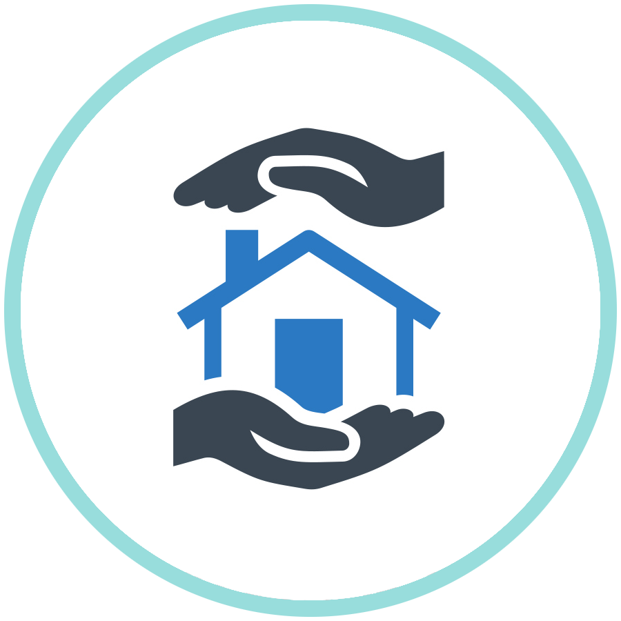 hands around house icon